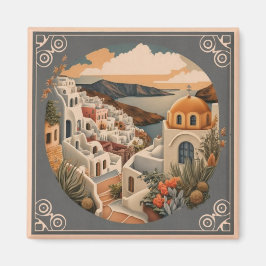 Nostalgic Love for Oia Village Magnet