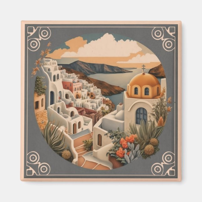 Nostalgic Love for Oia Village Magnet (Vorne)
