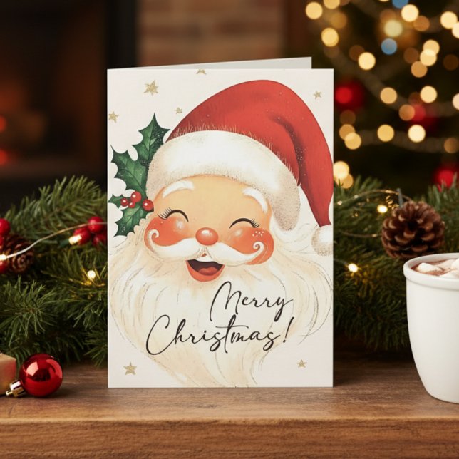 Nostalgic Santa Merry Weihnachten Personalisiert (Nostalgic Santa Merry Christmas Personalized Holiday Card)