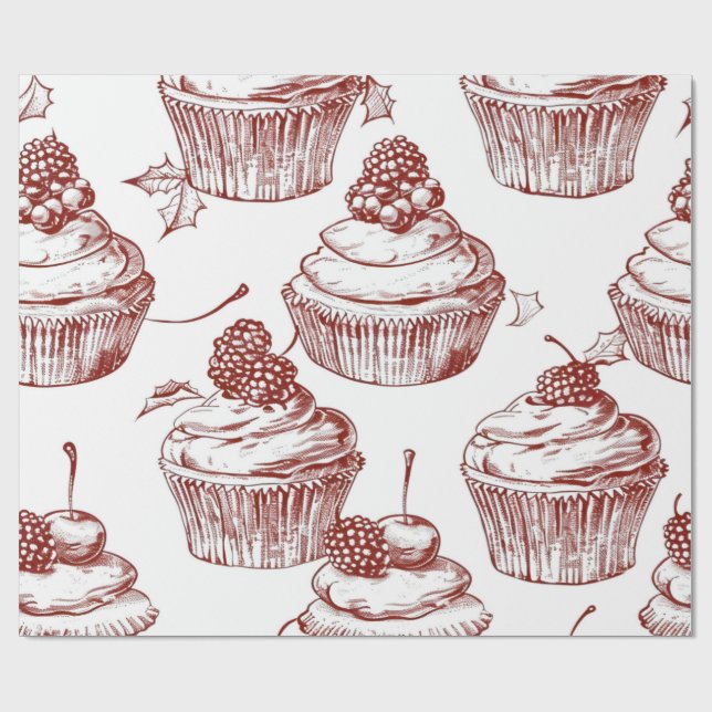 Nostalgic Vintage Red Christmas Geschenkpapier (Flach)