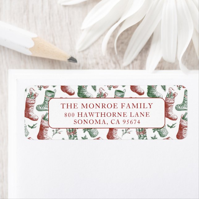 Nostalgic Vintage Red Green Christmas Stockings (Insitu)
