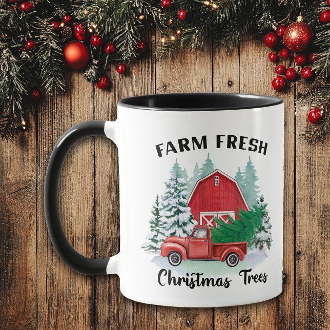 Nostalgie Farm Frische Weihnachtsbäume Tasse (Von Creator hochgeladen)
