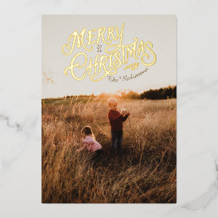 Nostalgie festive Joyeux Noël Photo Carte Foil