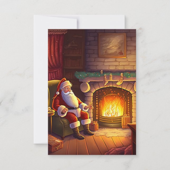 Nostalgie Weihnachtskarte mit dem Weihnachtsmann Einladung (Vorderseite)