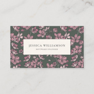 Nostalgique Carte de visite rose floral