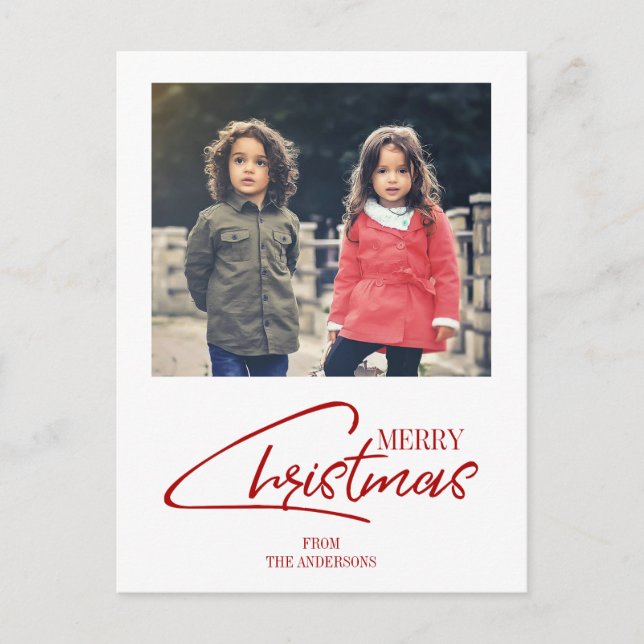 Nostalgique Noël Script Holiday Photo Carte postal (Devant)