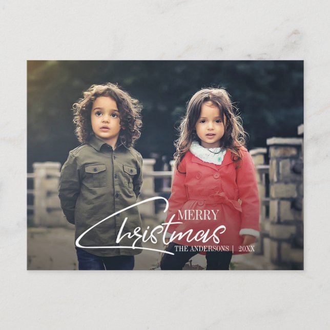 Nostalgique Noël Script Holiday Photo Carte postal (Devant)