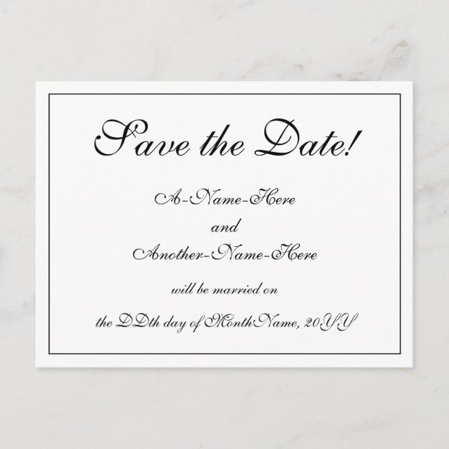 Nostalgique, traditionnel "Save the Date!" Carte p (Devant)