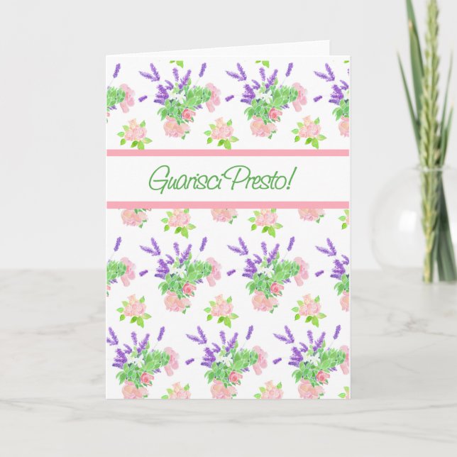 Nostalgisch floralen italienischen Gruß gut werden Karte (Vorderseite)