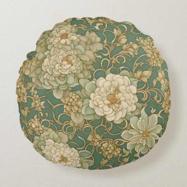 Nostalgisch Florals in Vintag Hues Rundes Kissen (Vorderseite)