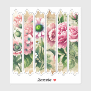 Nostalgisch rosa und grüne Florals Washi Tapanner Aufkleber