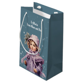 Nostalgisch und lila perfekt Mädchen Frohe Weihnac Kleine Geschenktüte