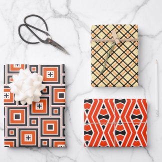 Nostalgische 70er Jahre Print in Retro Shades Geschenkpapier Set