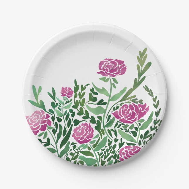 Nostalgische Abstrakte Blüte Pappteller (Vorderseite)