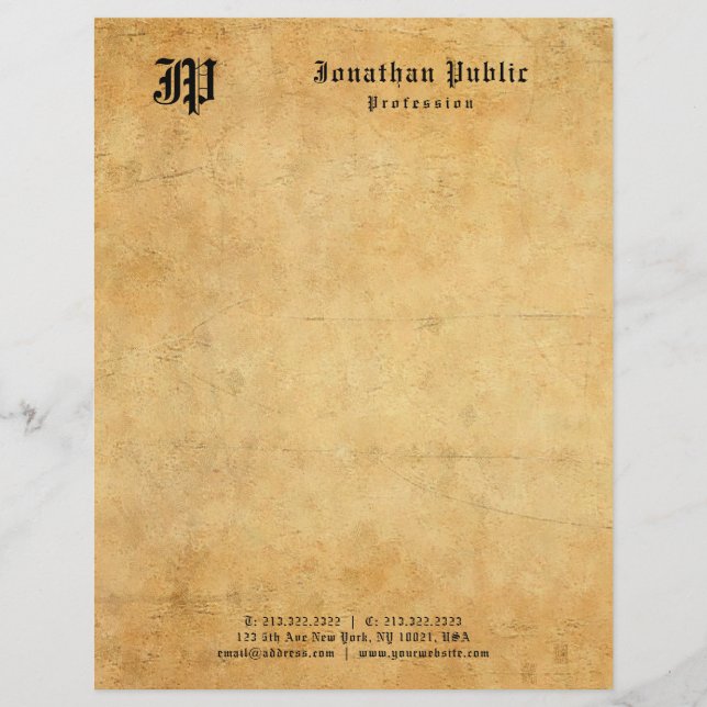 Nostalgische Alt Paper Look Monogram Personalisier Briefbogen (Vorderseite)