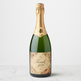 nostalgische Blumen Champagnerflaschen-Etikett