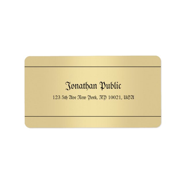Nostalgische Calligraphie Gold Look Template Elega Adressaufkleber (Vorne)