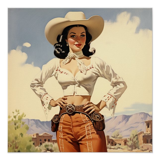 Nostalgische Cowgirl Adornants: Wild West Whispers Poster (Vorderseite)