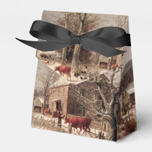 Nostalgische Farm-Landschaft im Winter-Geschenkbox Geschenkschachtel