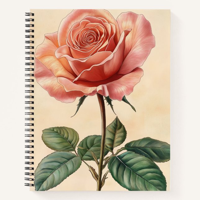 Nostalgische Französische Schöne Vintage Rose Notizbuch (Vorderseite)