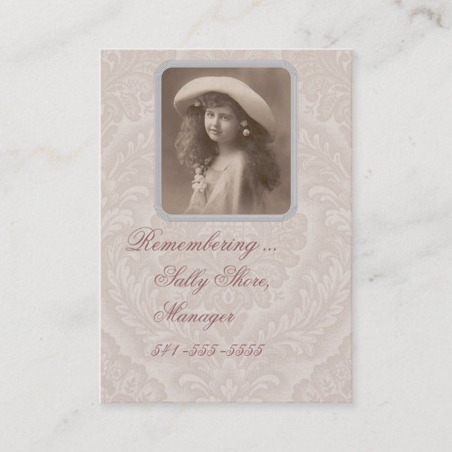 Nostalgische Geschäftskarte, die an Visitenkarte (Vorderseite)