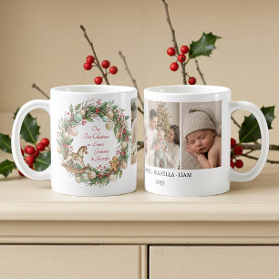 Nostalgische Großeltern Baby Erstes Weihnachtsfoto Kaffeetasse