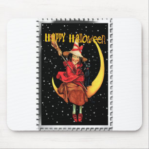 Nostalgische Halloween-Gute Hexe und ihre Katze Mousepad