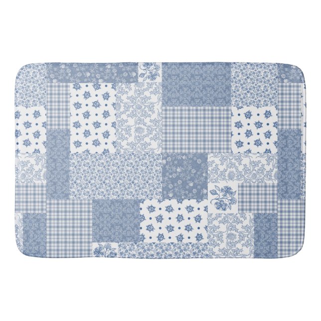 Nostalgische Indigo Imitate Patchwork Large Bath M Badematte (Vorderseite)