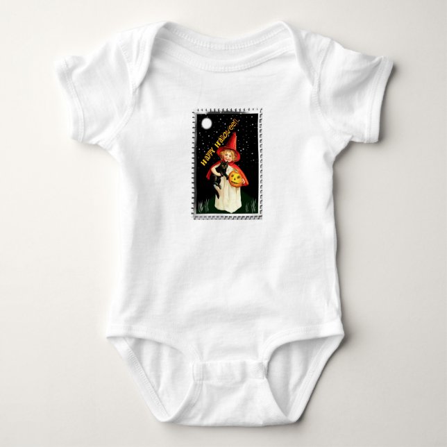 Nostalgische Kleine Girl, Jack-o’-Laterne und Blac Baby Strampler (Vorderseite)