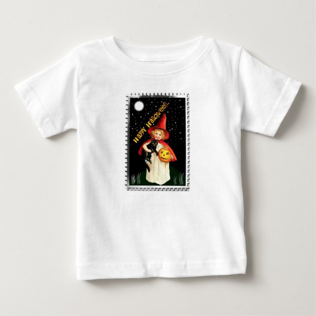 Nostalgische Kleine Girl, Jack-o’-Laterne und Blac Baby T-shirt (Vorderseite)
