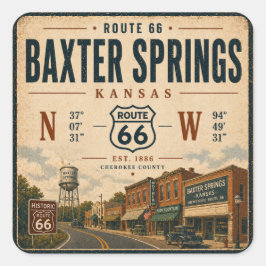 Nostalgische Landmarken-Kunst der Route 66 Quadratischer Aufkleber