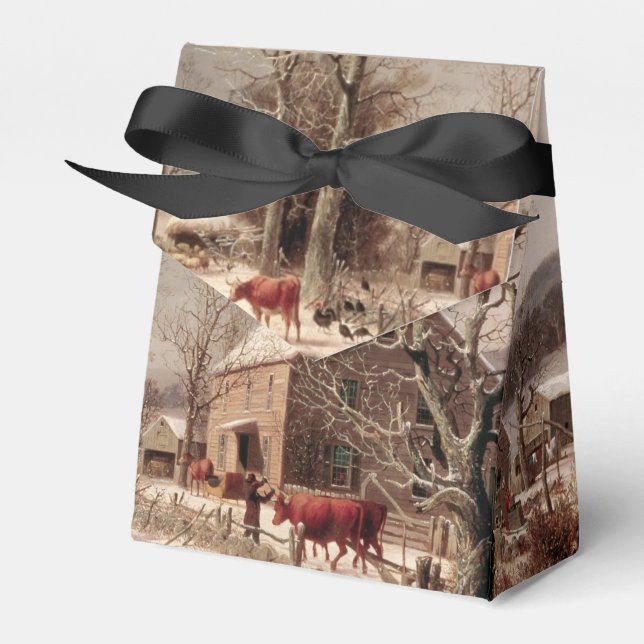 Nostalgische Landschaft im Winter Gefälligkeitsbox Geschenkschachtel (Vorderseite)