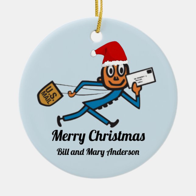 Nostalgische Post addieren Ihren Text Keramik Ornament (Vorne)