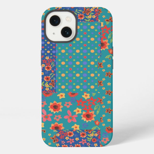 Nostalgische Prints Faux-Patchwork-iPhone-6-Hülle iPhone Hülle (Rückseite)