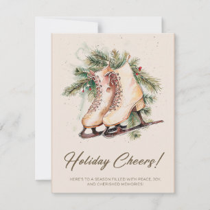 Nostalgische Schlittschuhe Weihnachtskarte Feiertagskarte