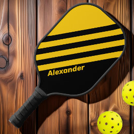 Nostalgische Streifen mit Namen für die Sicherheit Pickleball Schläger