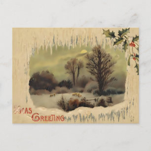 Nostalgische viktorianische Winternacht Postkarte