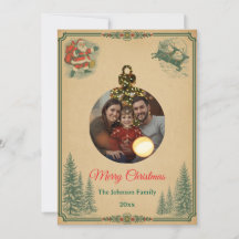 Nostalgische Vintage Retro-Weihnachtskarte