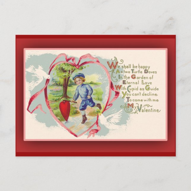Nostalgische Vintage Valentinenkarte Feiertagspostkarte (Vorderseite)