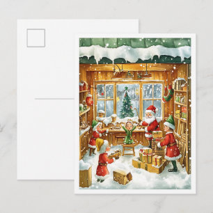 Nostalgische Vintage-Weihnachtsfamilie Postkarte