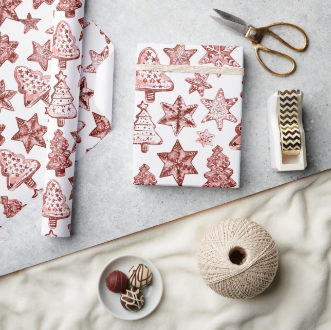 Nostalgische Weihnachten Rot Geschenkpapier (Kunsthandwerk)