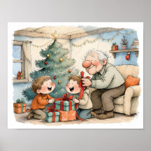Nostalgische Weihnachtsfamilien-Wandkunst für Opa
