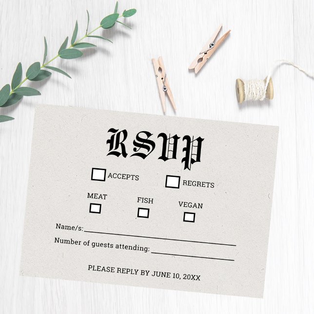 Nostalgische Zeitung Hochzeit RSVP-Karte RSVP Karte (Nostalgic Newspaper RSVP Card)