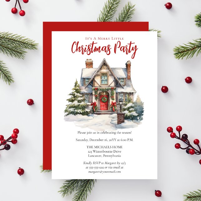 Nostalgische Zuhause mit Holiday Deco Weihnachtsge Einladung (Nostalgic English Tudor Style Home with Holiday Decor Christmas Party Invitation)