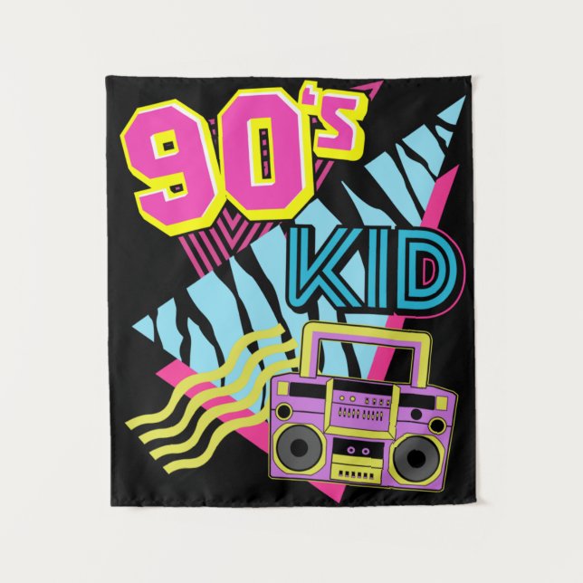 Nostalgischer 80er der 90er Jahre Kid Boombox der  Wandteppich (Vorderseite)