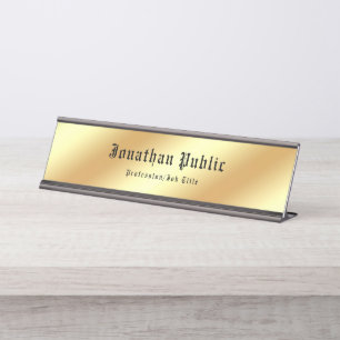Nostalgischer Calligraphie Gold Template Classic T Schreibtischnamensplakette