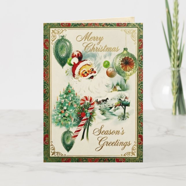 Nostalgischer Kitschmas  Feiertagskarte (Vorderseite)