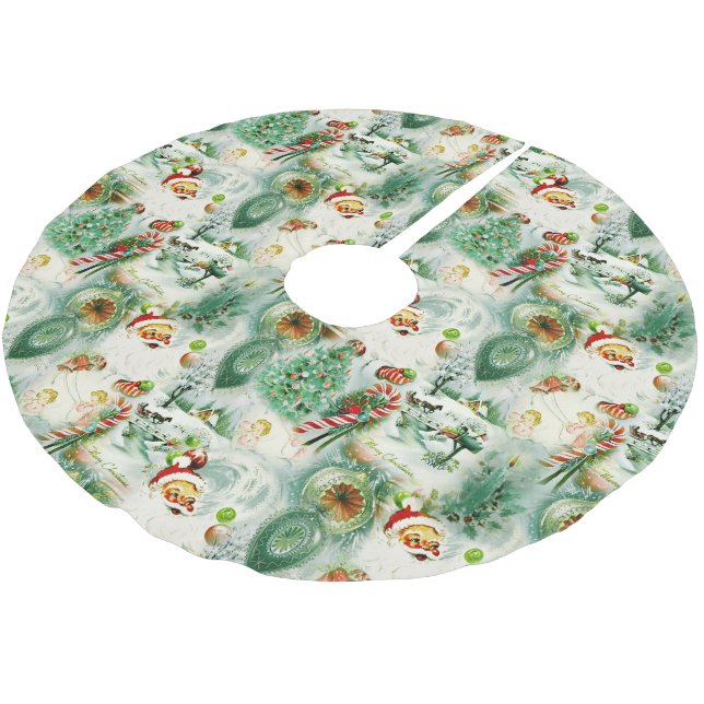 Nostalgischer Kitschmas  Polyester Weihnachtsbaumdecke (Schrägansicht)