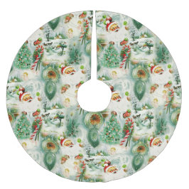 Nostalgischer Kitschmas Polyester Weihnachtsbaumdecke