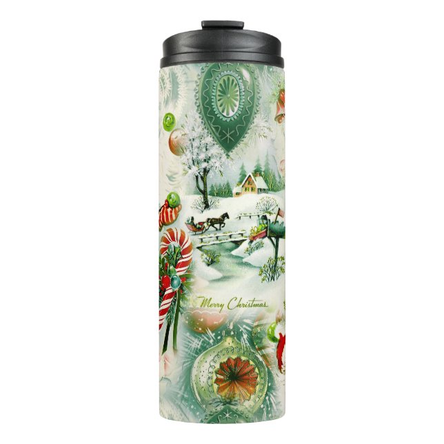 Nostalgischer Kitschmas  Thermosbecher (Vorderseite)